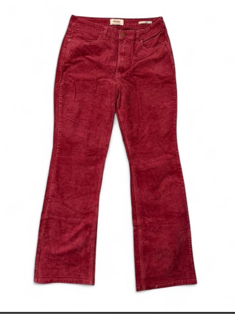 Wrangler High Rise Bold Boot Corduroy Pants Womens 10x30 Burgundy Red Flare